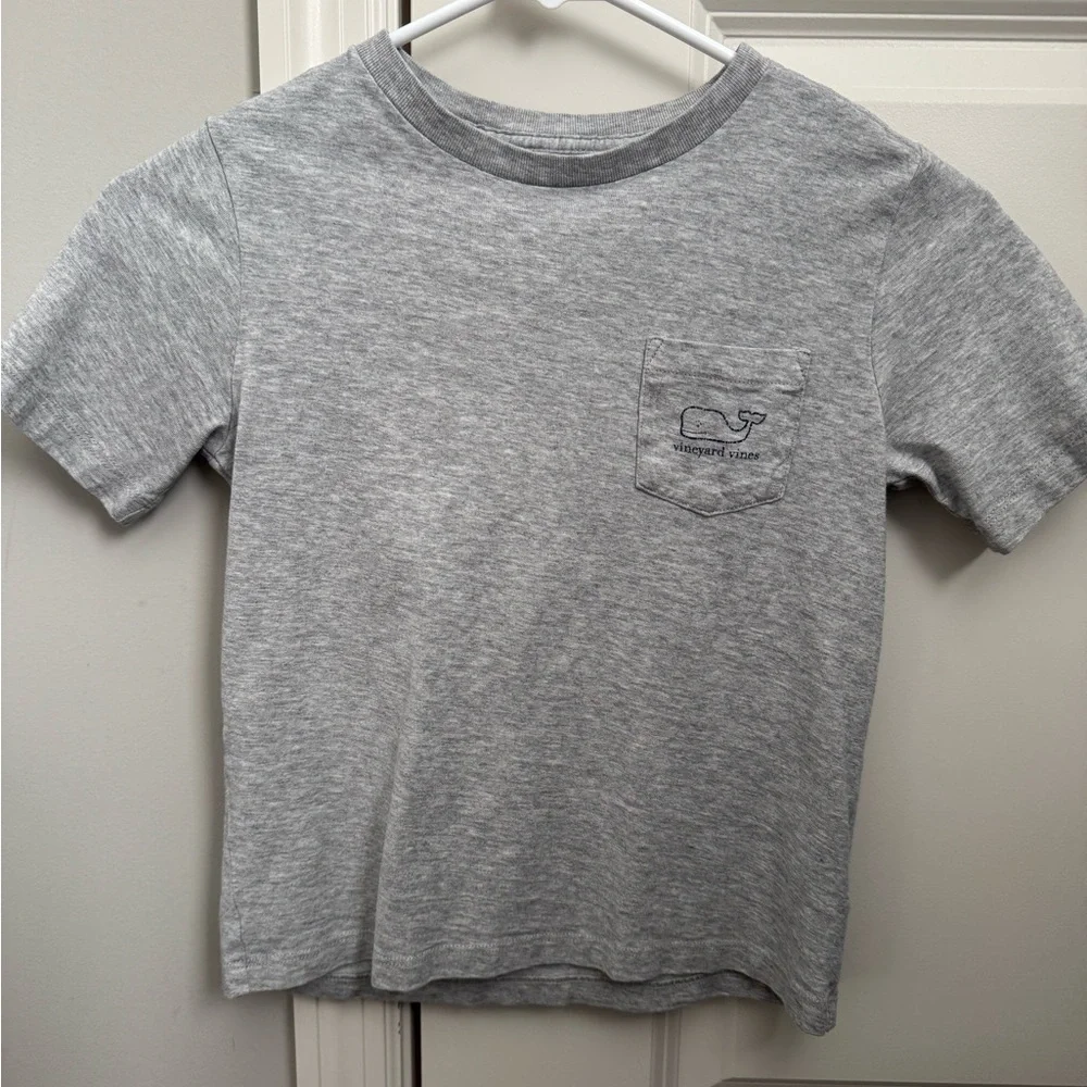 Vineyard Vines Kids Short Sleeve Tee Gray Pocket Whale Logo